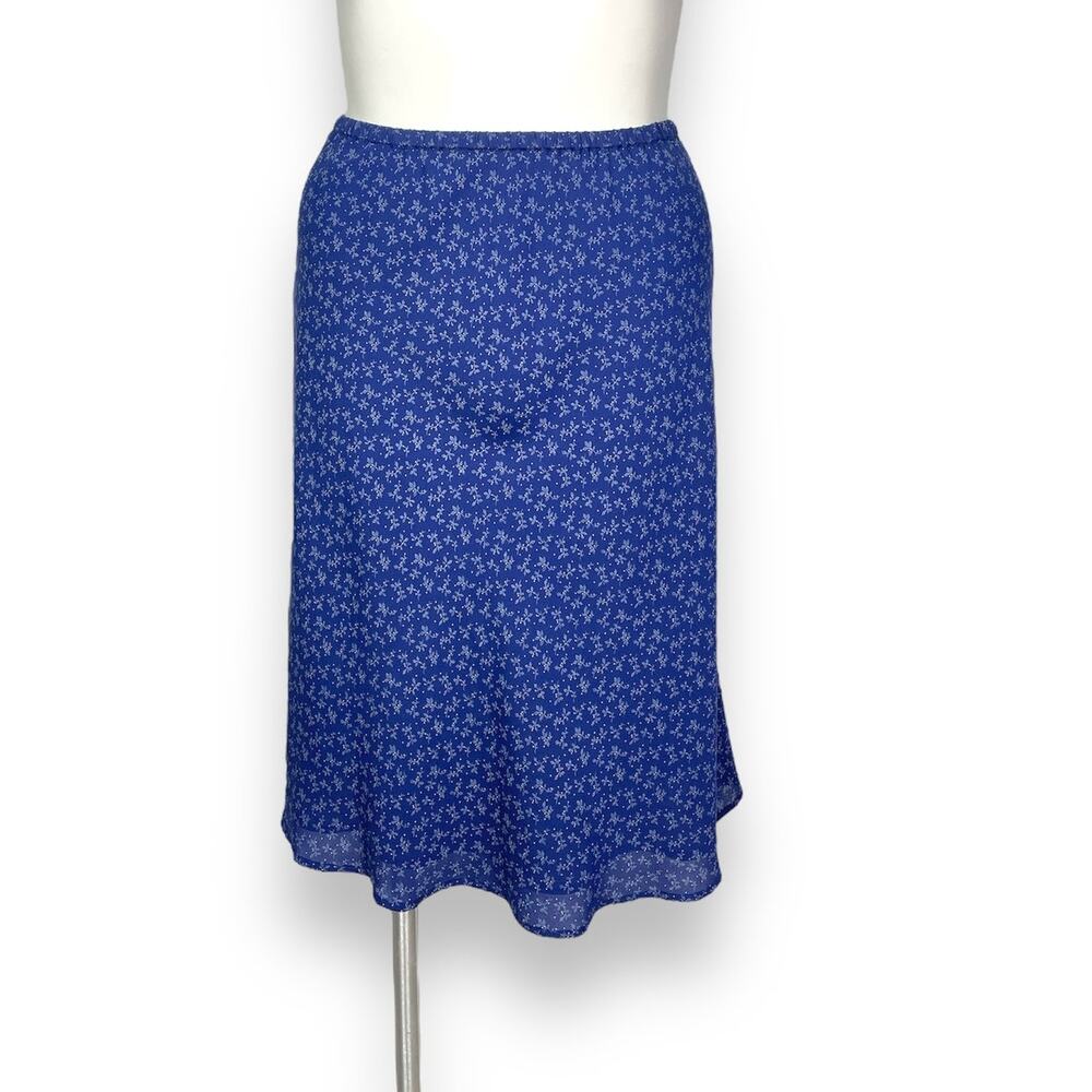 Vintage Talbots blue floral silk skirt 10